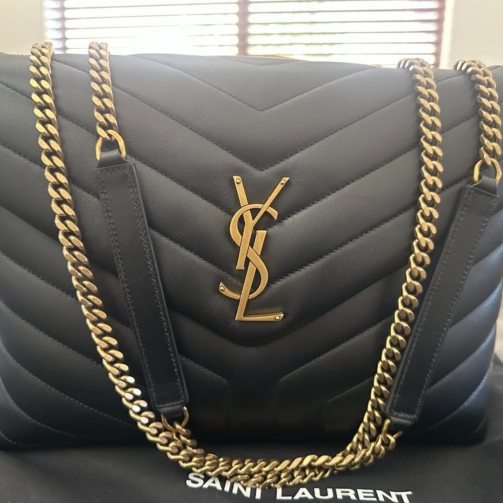 Yves Saint Laurent Medium Lou Lou Black Chevron